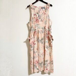Vintage 90s Carol Anderson Garden Floral Cotton Midi Dress
